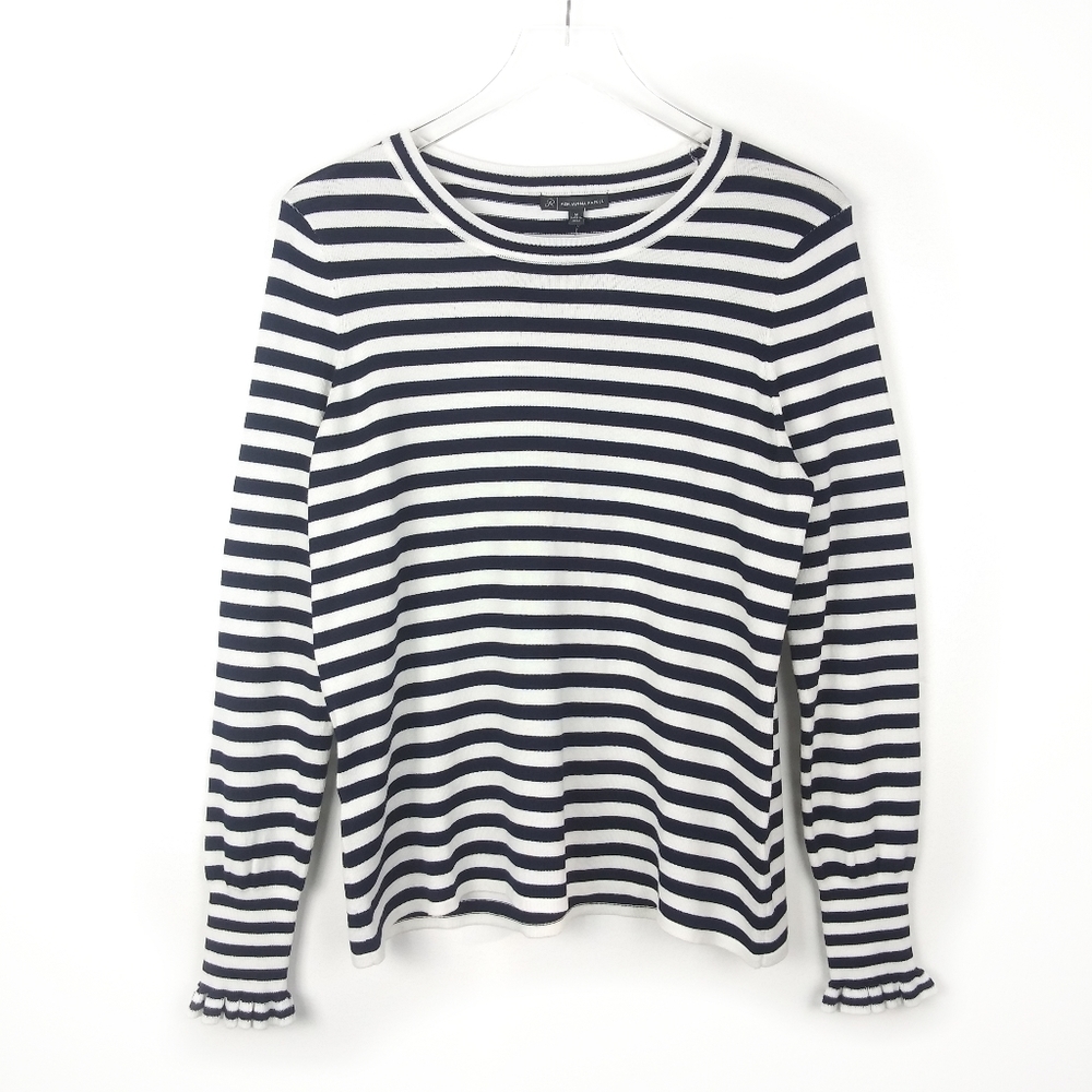 Adrianna Papell striped top with ruffle cuff